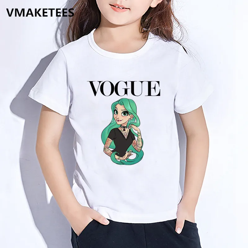 Модная футболка для маленьких девочек в стиле панк с татуировкой и изображением Алисы милая детская забавная одежда детская футболка с героями мультфильмов HKP5295 - Цвет: HKP5295F