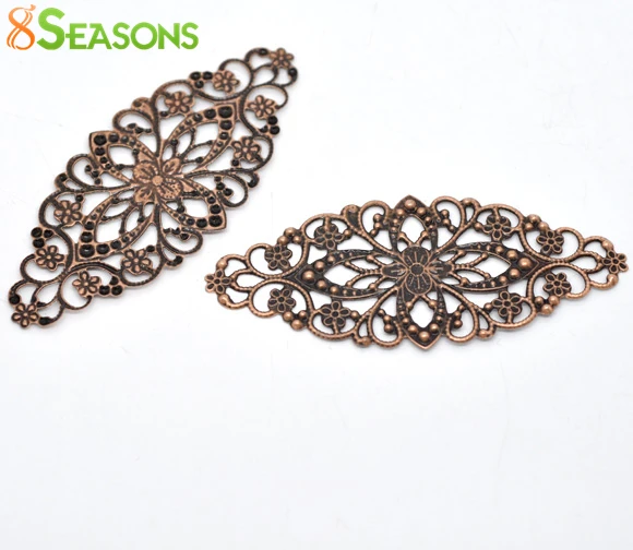 

8SEASONS 30 Copper Tone Filigree Flower Wraps Connector 8x3.5cm (B13801)