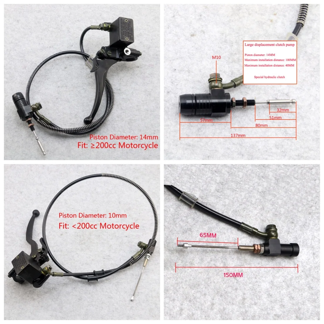 

Handle Brake Clutch Lever Hydraulic standard high-grade System With Master Cylinder Pump for YBR/EN/CBF/CB/CG + 1100mm Hose