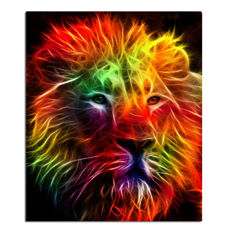Color Lions 50x60cm Needlework Diamond Embroidery Painting Home