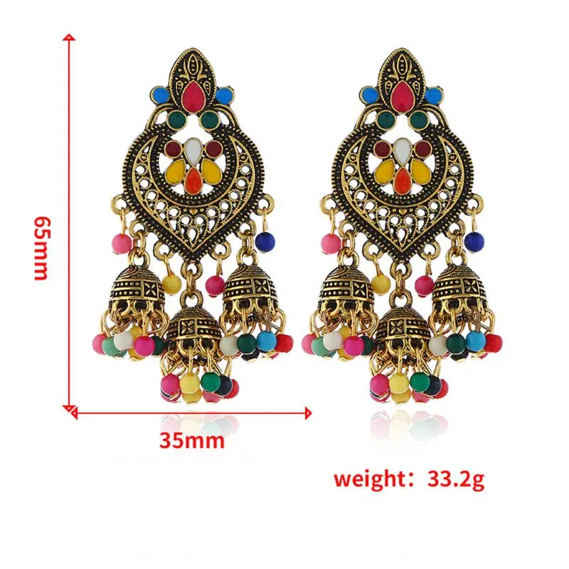 Серьги подвески Kundan Jhumka Jhumki 1 пара в стиле ретро Индийских Болливуда цыганские