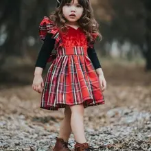 PUDCOCO/Новинка; рождественское платье в клетку без рукавов для маленьких девочек; праздничное торжественное платье на Рождество