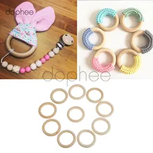 Dopee 10 шт. 70 мм натуральные деревянные кольца недоделанные Детские Прорезыватели для зубов, подвесные держатели для сосок для DIY, игрушки для прорезывания зубов