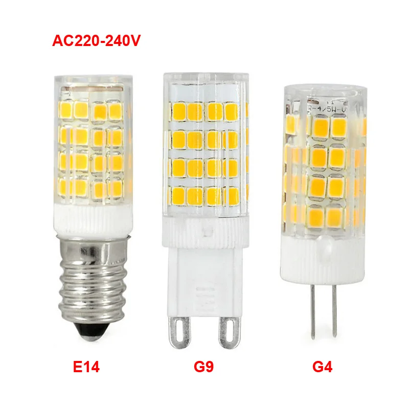 

10Pcs Ceramic G9 Led Lamp 51SMD 2835 AC220-240V Super White E14 G4 LED Bulb 7W Corn Light Cool White
