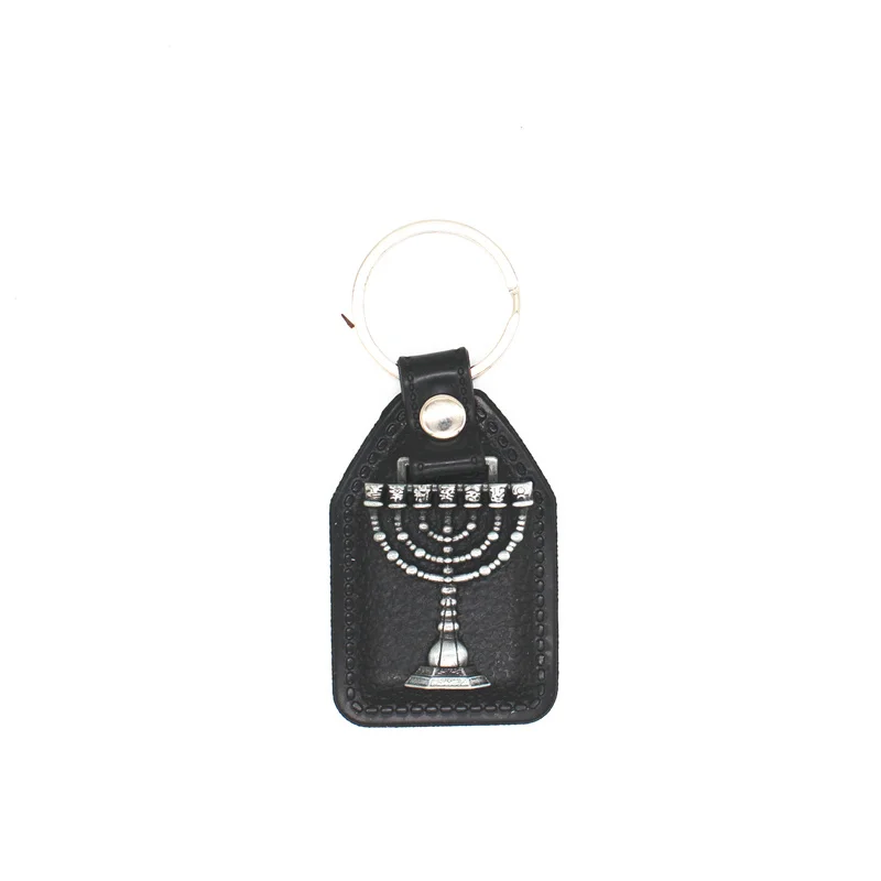Еврейский религия Menorah брелок для ключей кожаный металлический ключей|Брелоки| |