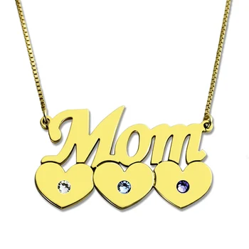 

Wholesale Birthstone Mother Child Necklace Personalized Gold Color Family Heart Necklace Design of A Mother's Love Heart Jewelry