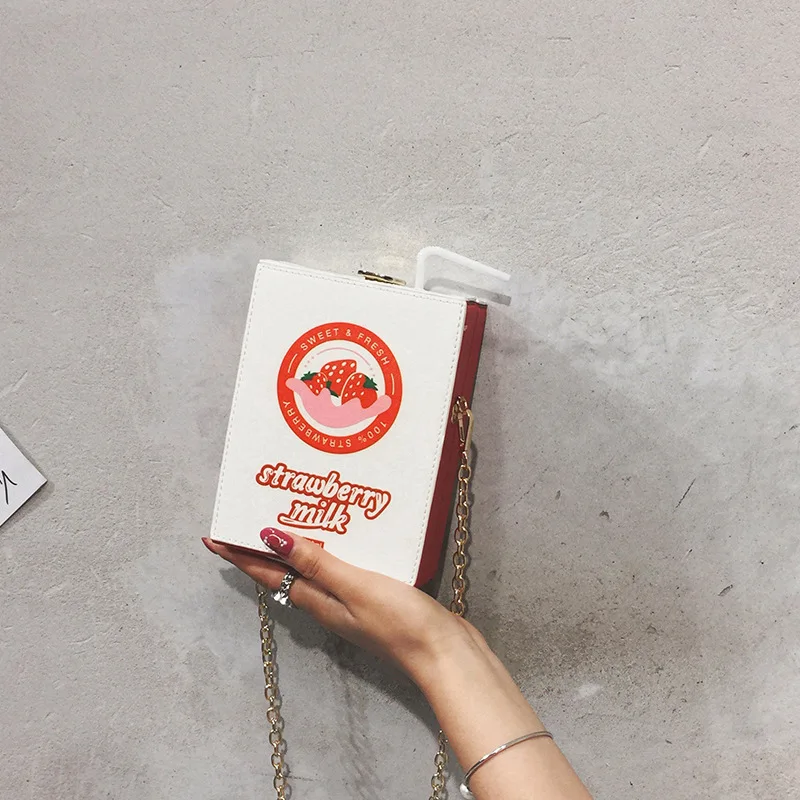 

Personality Design Bag Women Bags Famous Brand Designer Shoulder Bags Female Small Clutch Bags Cute Milk Box Shape Chain Bag