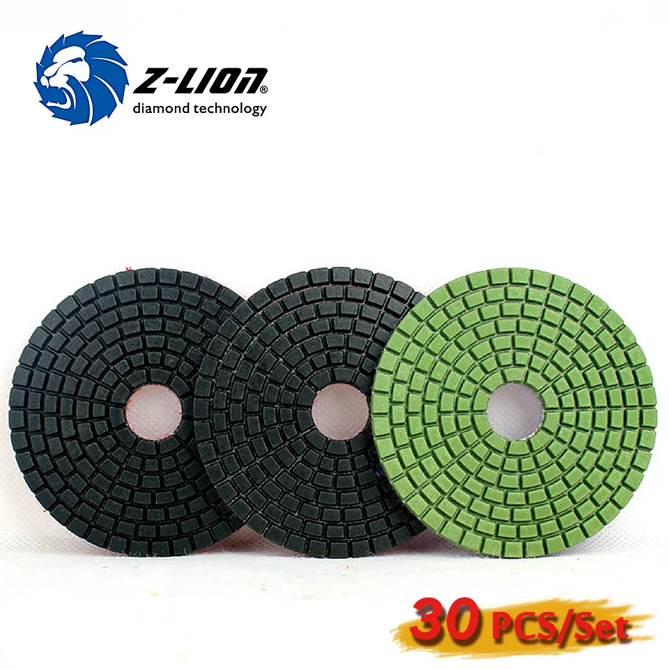 

Z-LION 4"(100mm) Wet Use Of Diamond Flexible 3 Step Polishing Pad For Stone Marble Granite 30pcs/Package Abrasive Polishing Set