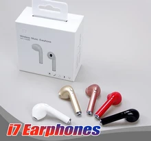 

50PCS/Lot I7 Mini Bluetooth V4.1+EDR Wireless earphones In-Ear With Mic Stereo for iPhone Samsung with retail box Free DHL