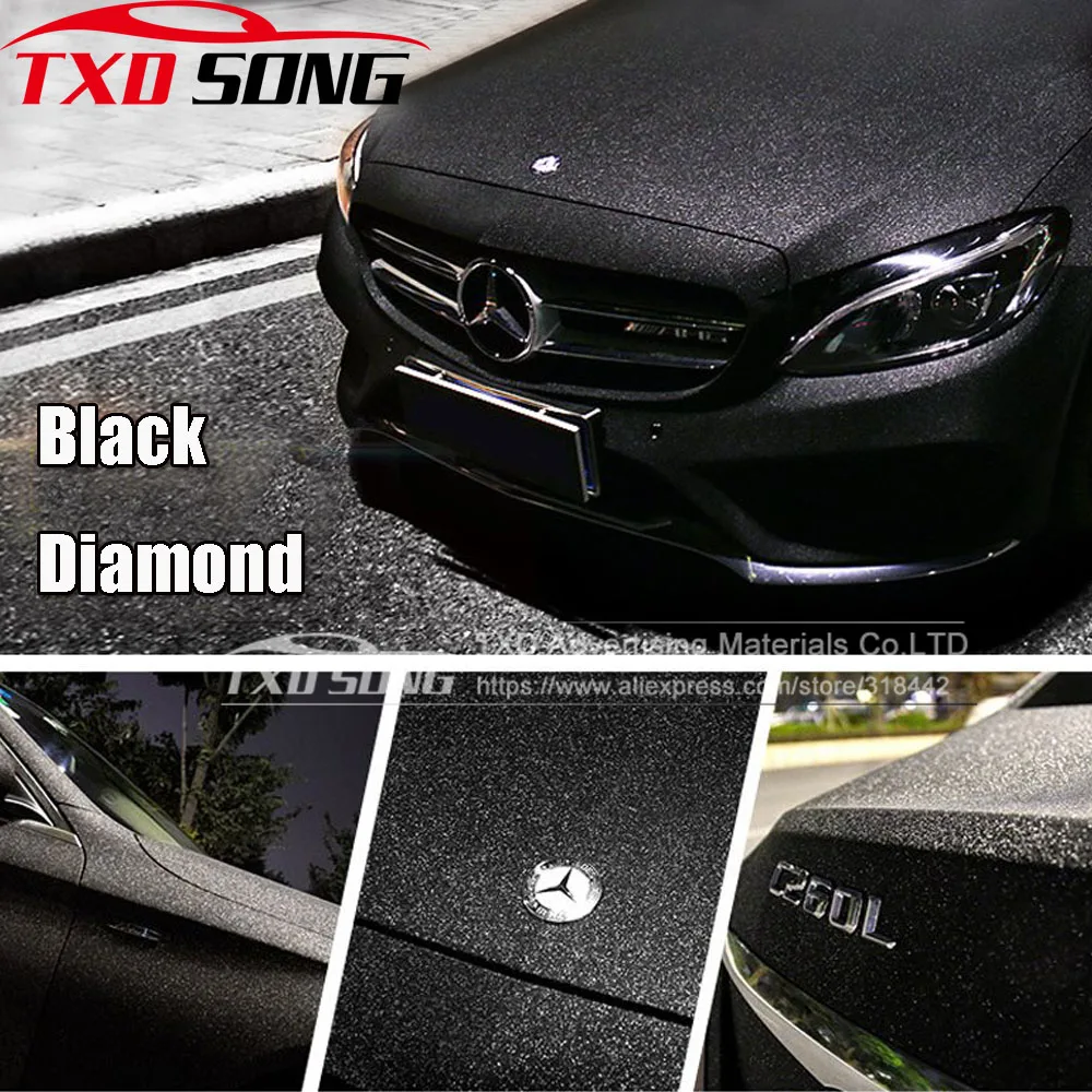 Buy Car Styling black Glitter Diamond Vinyl Films Wrap