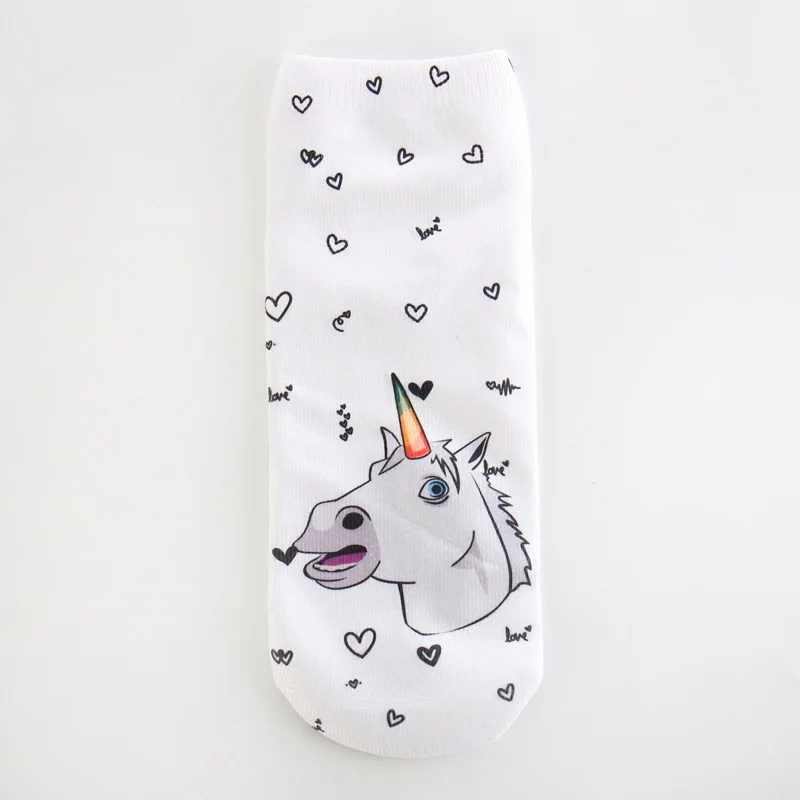 Новинка года; милые женские носки с объемным рисунком единорога модные уличные носки для девочек; короткие забавные носки в стиле Лолиты милые пушистые носки - Цвет: 001