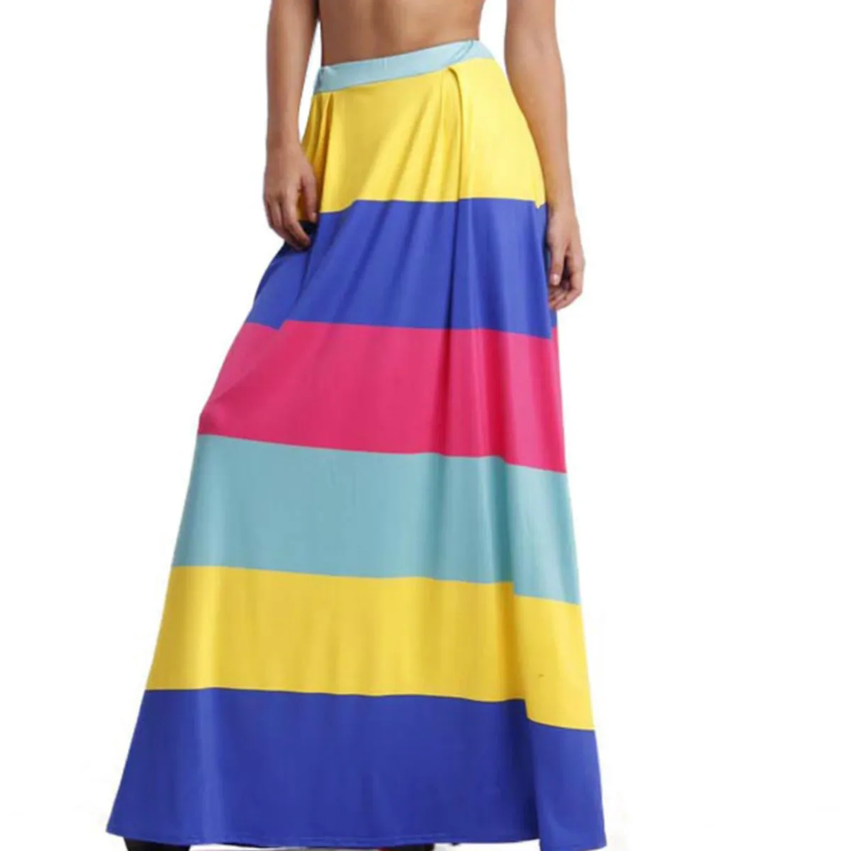 Skirts Womens Ladies Mid Length 3D Printed Skirts Colorful Stripe