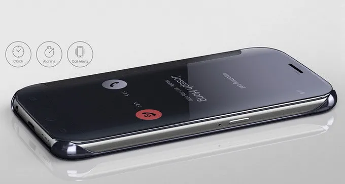 Прозрачный зеркальный чехол для samsung Galaxy S9 S8 Plus Note 9 Note 8 с откидной крышкой из искусственной кожи+ УФ-покрытие чехол для ПК