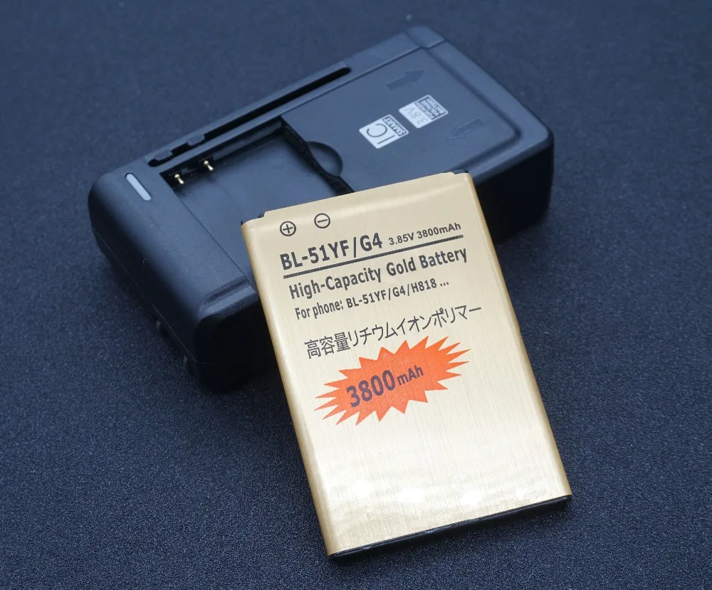 

LehonS 3800mAh BL-51YF Gold Phone Replacement Battery + Universal Charger For LG G4 H818 H819 H815 H811 H810 VS986 VS999 US991