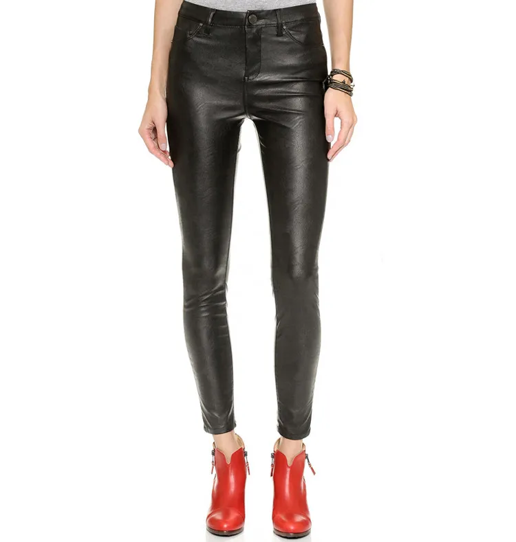 Sexy Slim Fit Pu Leather Winter Spring Women Long Pants Trousers 2017 01