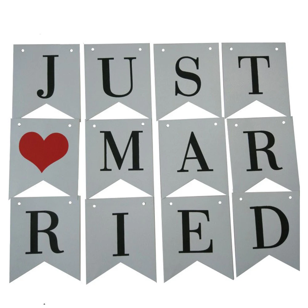 

3M JUST MARRIED Sliver Color Decoration Banner Wedding Party Decor Bunting Photo Booth Props Signs Wedding Party Decoration