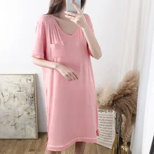 Summer Sexy Pijamas Women's Large Size Loose Short-sleeved Modal Nightdress Home Clothes Casual Thin Section Modis Nightgown