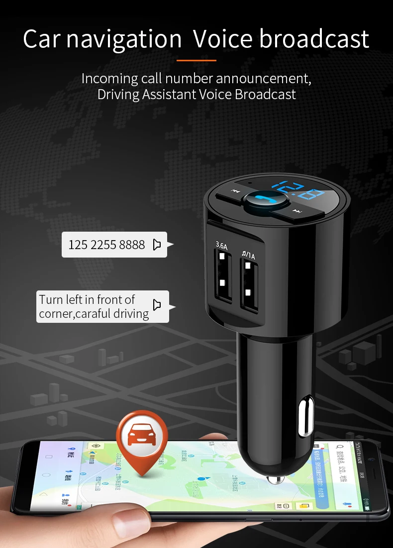 KORSEED 3.6A быстрый USB Зарядное устройство Bluetooth Car Kit fm-передатчик модулятор аудио Музыка Mp3 плеер телефон Беспроводной Handsfree Carkit