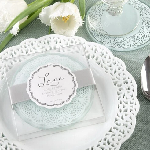 favors coasters coaster glass box 50set guest lace supplies gifts gift favours presents