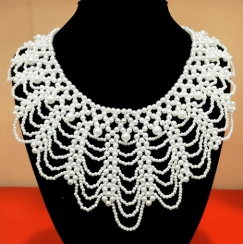 

Petal Pearl Necklace False Collar Wedding Dress Clothing Accessories Bead Collar Crown Hand Braided Collar