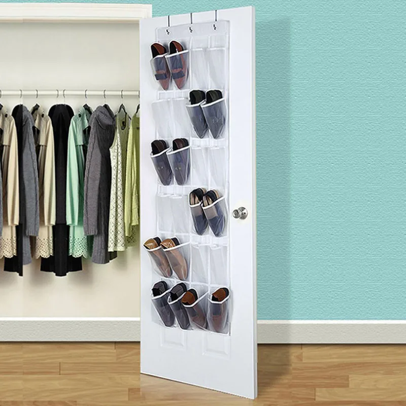 

24 pocket clear hanging shoe organizer bathroom holder storage base living room shoe rack hanger sorting PVC door hanging bag