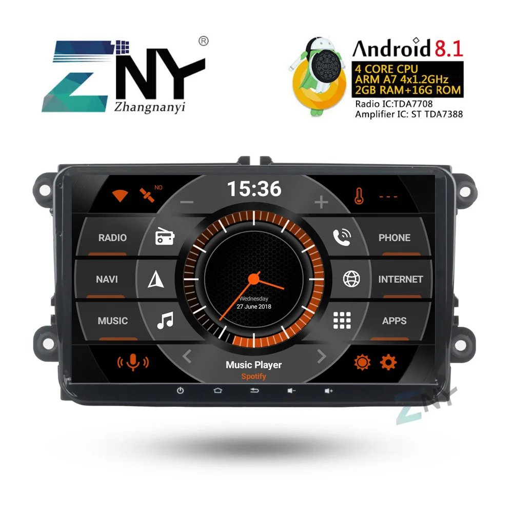 Best 9" HD Android 8.1 Car Stereo For T5 Transporter Polo Golf Passat Eos Rabbit Scirocco Tiguan Jetta Altea Leon Toledo Fabia Yeti 1