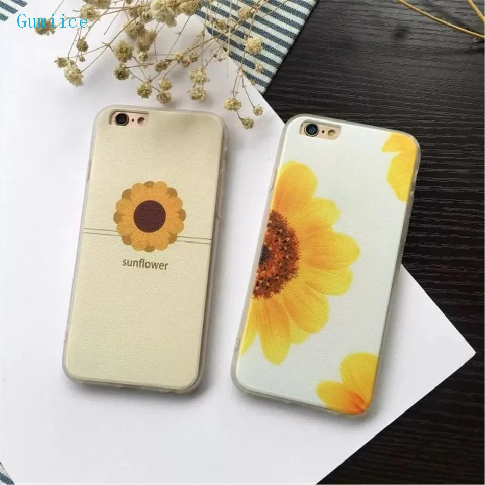 Gumiice phone cases For iPhone 6/6s sunflower patter Silk lines glossy soft tpu cover for 7/7plus free shipping | Мобильные телефоны