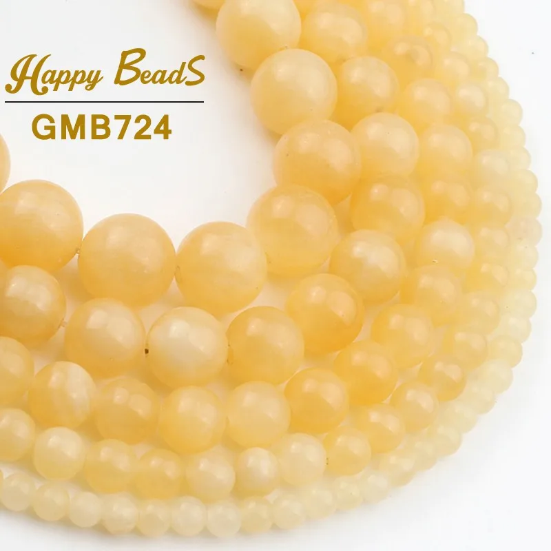 

AAA Natural Yellow Jades Stone Beads Round Loose Spacer Beads for jewelry making Diy 15" Pick Size 4 6 8 10 12mm Free Shipping