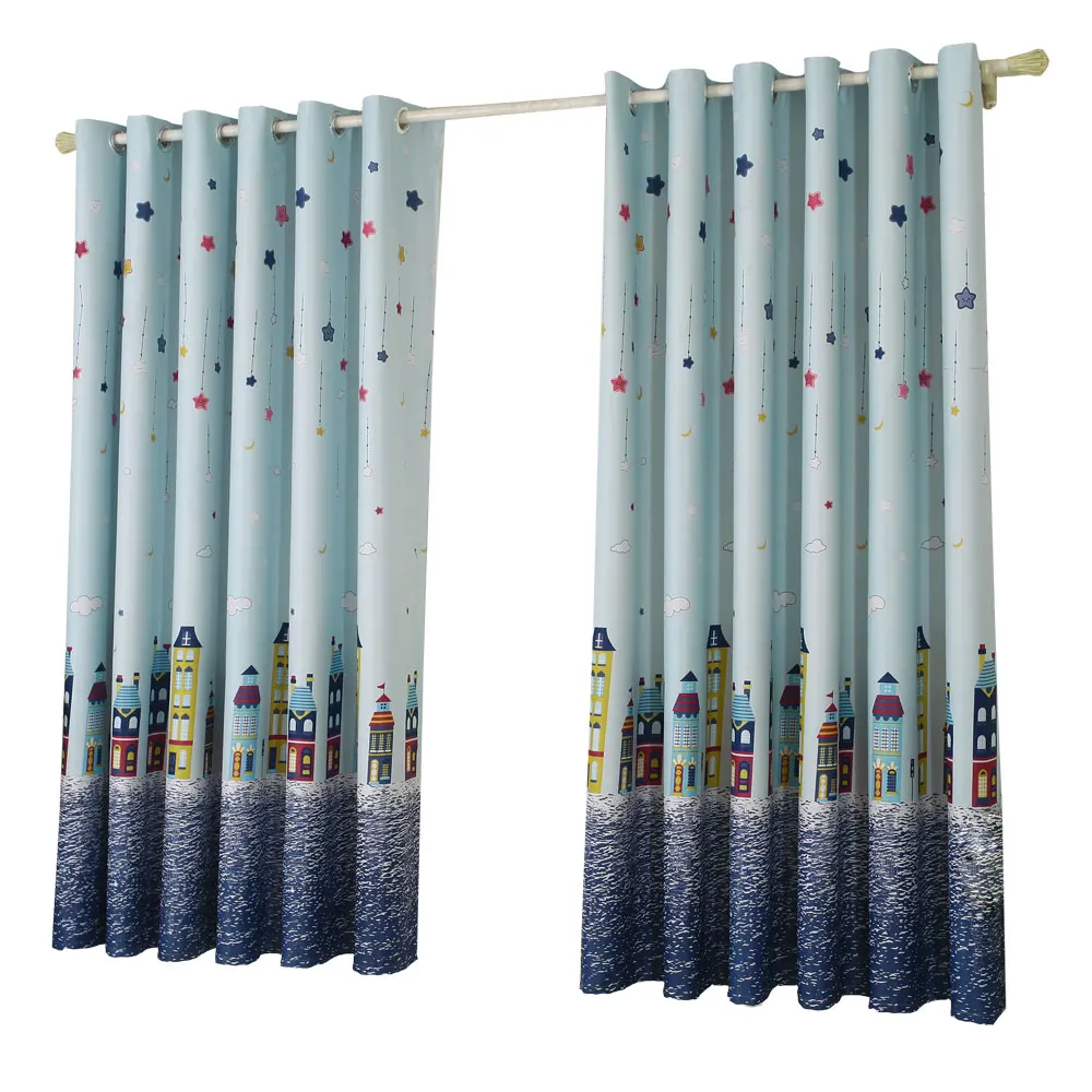 Curtain For Living Room Children Bedroom Cartoon Sea Castle Printed