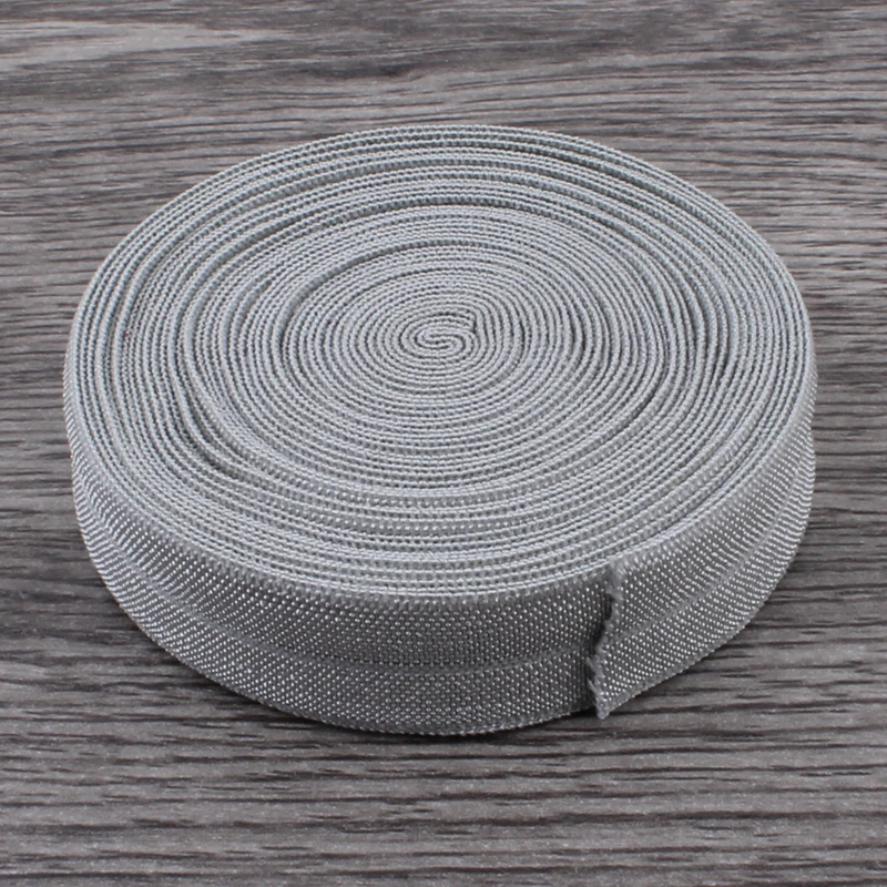 

50yards/lot 5/8" (16mm) Gray Shiny Solid Fold Over Elastic Ribbon FOE for Baby Girls Hair Accessories/Headbands