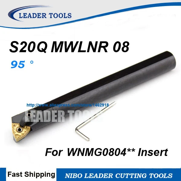 

S20R MWLNR08 Boring Bar,D 20 Internal turning Tool holder,MWLNR/L CNC tool holder, Lathe cutting tool for WNMG080404/08 Inserts
