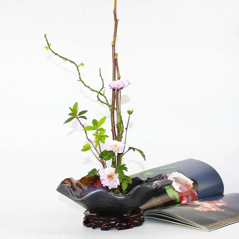 Корзина для цветов грубая глиняная Ваза Jardiniere Ikebana Kenzan керамическая Столешница цветочный горшок цветочный узор винтажный домашний декор