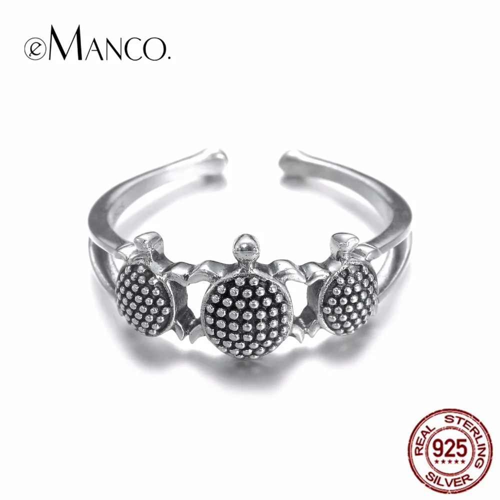 eManco Women 925 Silver Ring Small Turtle Shape Opening Ring Cute Animal Natural Ring New Arrivals Jewelry Accessories