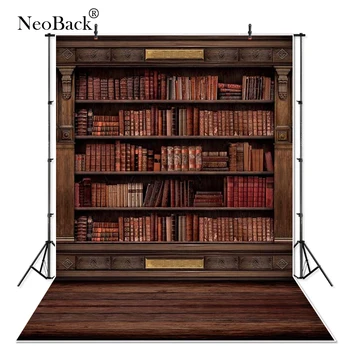 

NeoBack Thin Vinyl Vintage Book Shelf Backdrop - book case, library, book store - Printed Fabric Photography Background 4512