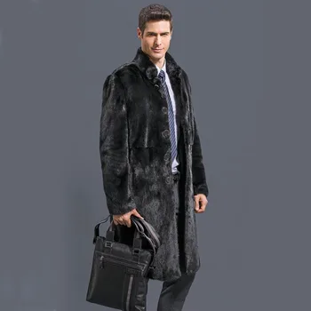 

New Fur Coat Imitation Fox Fur Long Men Black Fake Plus Size 4XL Male