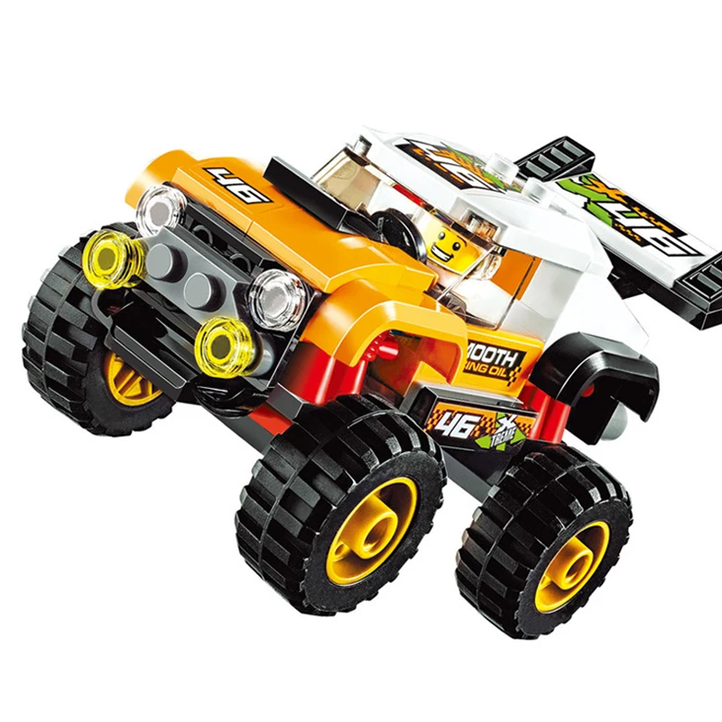 Block Toys LELA 10645 City Series Wheeled Stunt Truck Assembly Building Blocks Bricks Toy