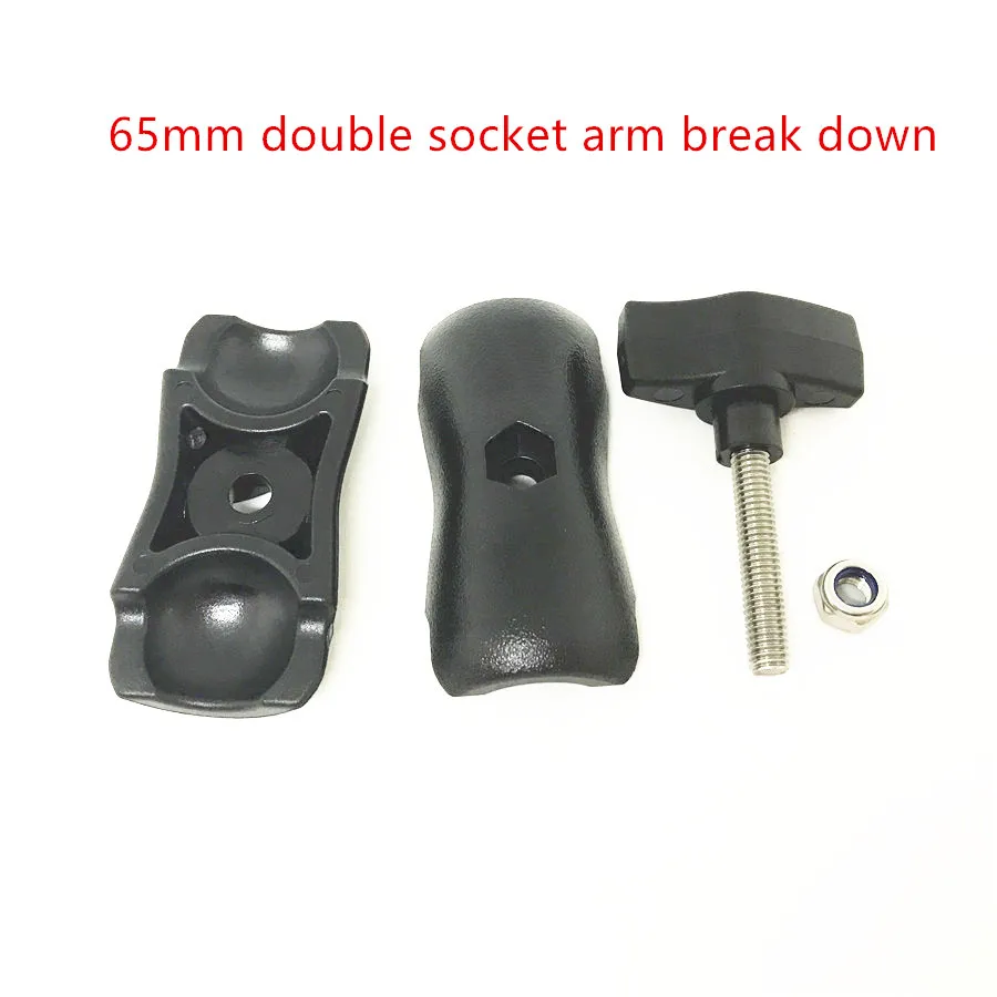 Plastic double socket arm 65mm length ball mount holder (4)