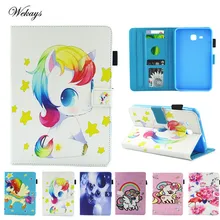 Wekays Case for Samsung Galaxy Tab A6 7.0 T280 T285 Funda Soft Silicone PU Leather Smart Unicorn Flamingo Tablet Cover Coque