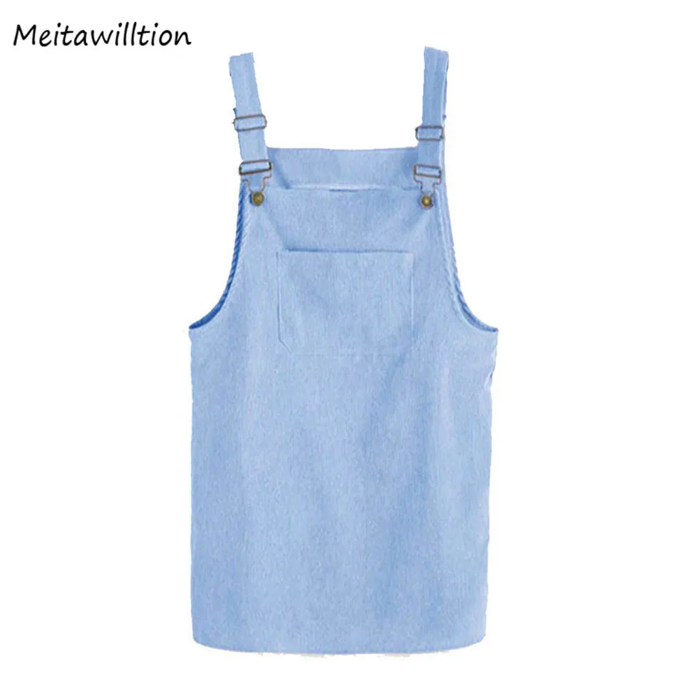 

Big Pocket Front Autumn Winter Women Overall Dress 2019 Square Neck Pinafore Cute Shift Dresses Sleeveless Short Korean Dress