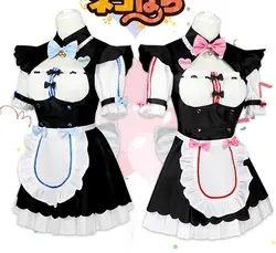 Аниме! NEKOPARA Chocolat Vanilla Twin Sisters Maid наряд косплей костюм платье + фартук + галстук колокольчик + повязка на голову + повязка на запястье + бант на