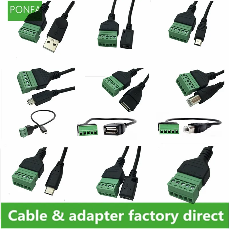 USB 2 0 штекер гнездо B Micro usb mini type-c на 5-контактный/Way гнездовой болт винтовой щит