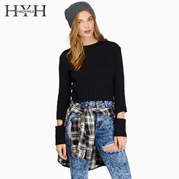 

HYH HAOYIHUI 2018 new fashion autumn basic Sweatshirt solid Black women O-Neck Pullovers Casual Long Sleeve Sweatshirt for lady