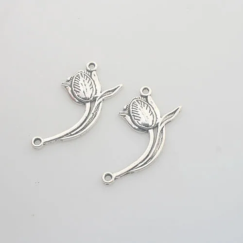 

10pcs Tibetan Silver beautiful flower tulip charm connectors design X0129