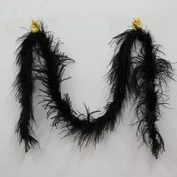

2Meter/lot Black DIY Ostrich Feather Boa Home Room Dyed Plumage Festival Events Cloth trim Wedding Party Decoration Supplies