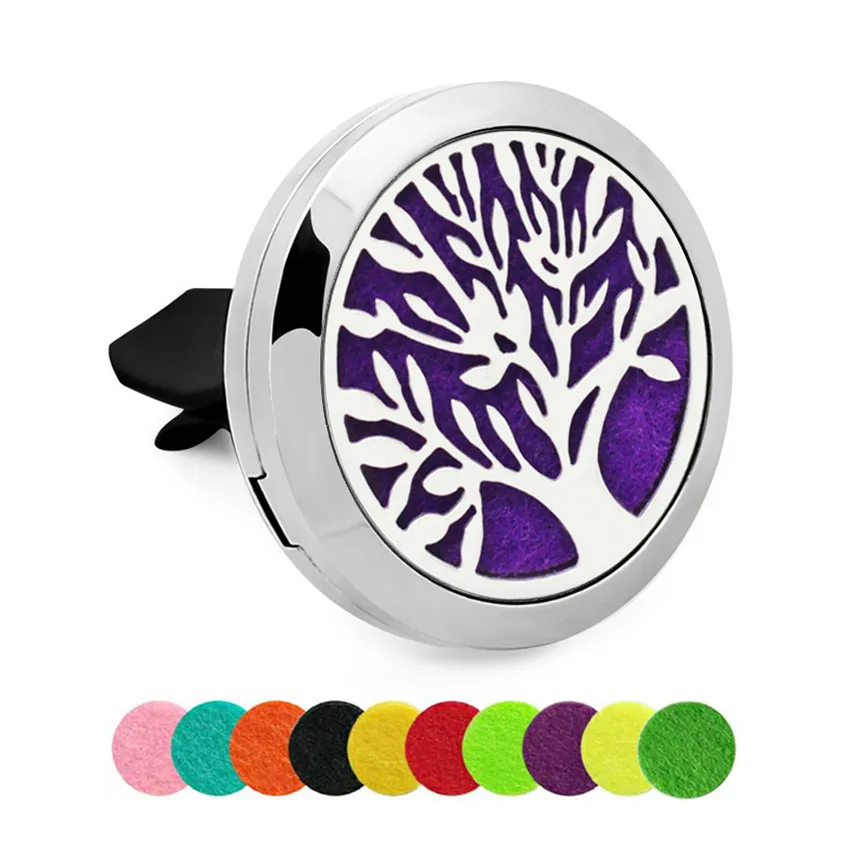 Tree Of Life Aroma Essential Oil Car Locket Perfume Diffuser Vent Clip Stainless Steel Magnetic Air Freshener Free 10Pads Gift | Украшения