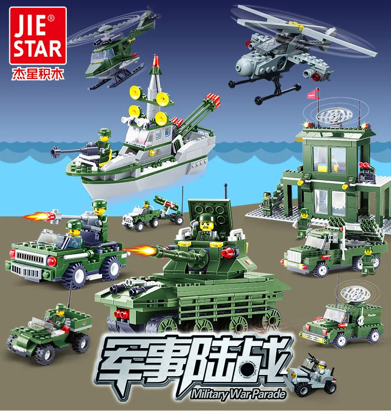 

Jie Star Eductional Building Blocks Sets Military Army Tank children Kids Toys Compatible With Legoe r Brand Blocks DIY Kid Toys