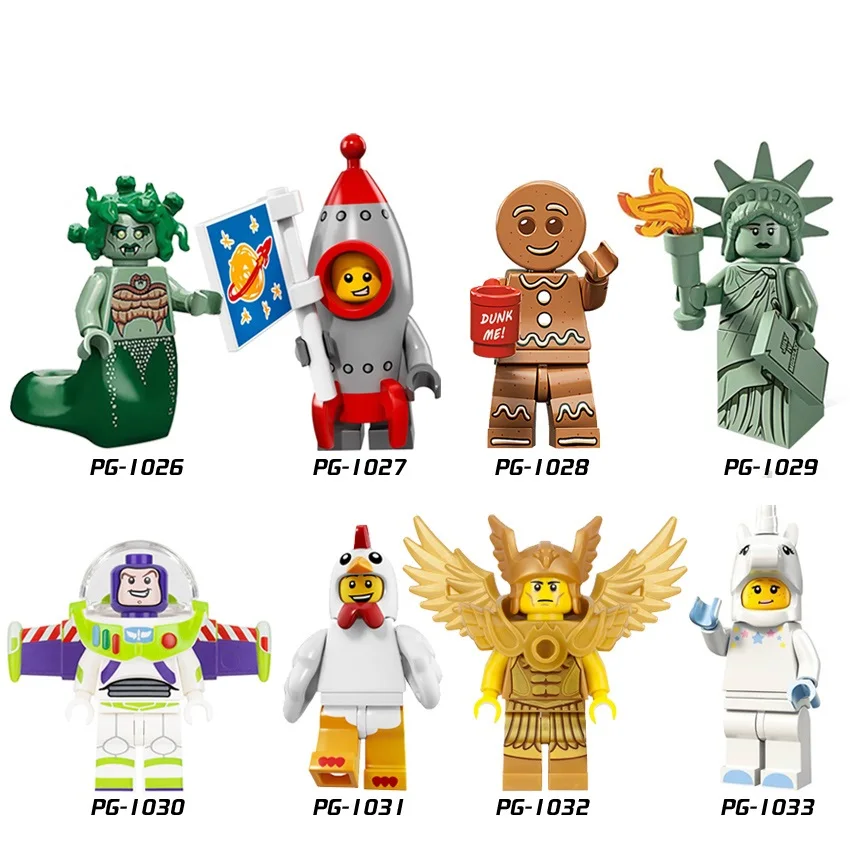 

Medusa chick unicorn gingerbread Man Gun Mini figures military weapons parts playmobil city Bricks building Block original toys
