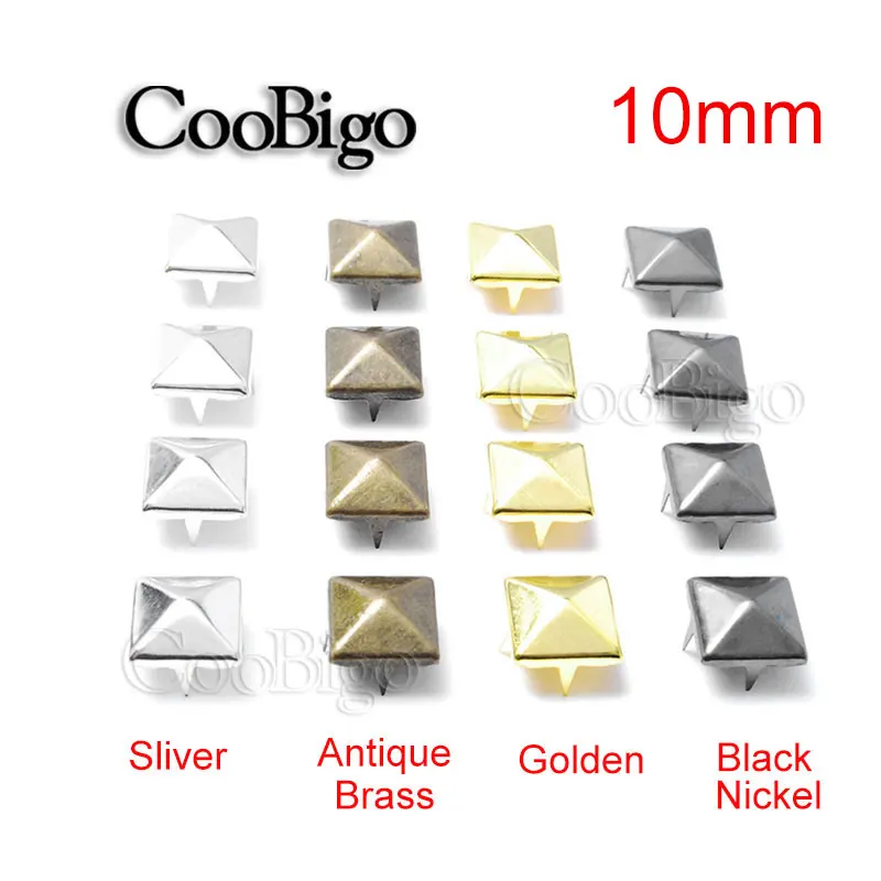 

100pcs 10mm Pyramid Studs Rivets Spike Nailheads Punk Rock Leathercraft DIY Bracelets Clothes Bag Shoes Belt Apparel Accessories