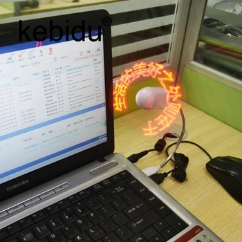

USB 2.0 Gadgets Mini DIY Programmable Fan Flexible LED Red Light Can Reprogramme Any Text Words Advertising Character Messages