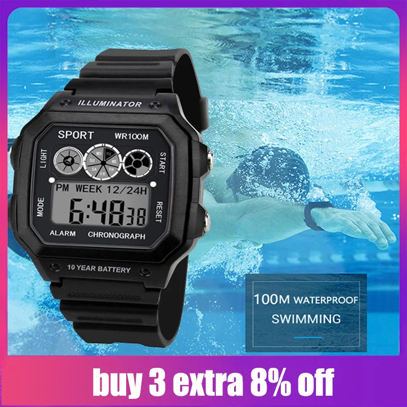 

2019 Trendy Quartz Watches Silicone Men's Watch Electronic Digital Display Retro Style Wristwatch Male Men Clock Moment Watch